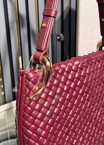 Bottega veneta Bordo Deri Kapitone Kadın Çanta - Görsel 4