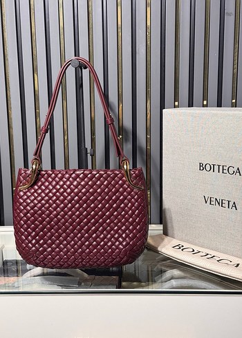 Bottega veneta Bordo Deri Kapitone Kadın Çanta - Görsel 2