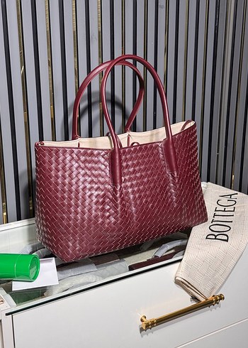 Bottega veneta Bordo Deri Kadın Çanta - Görsel 2
