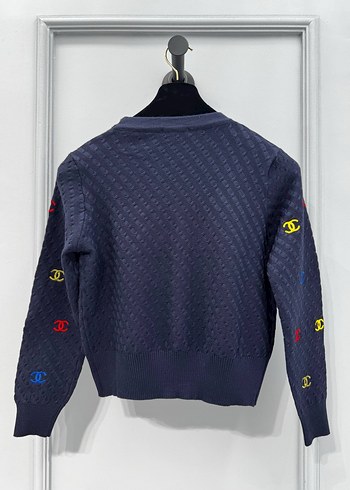 Chanel Düğmeli Sarı Nakışlı Kadın Hırka - Görsel 10