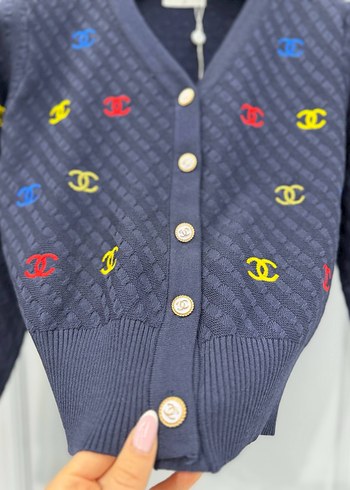 Chanel Düğmeli Sarı Nakışlı Kadın Hırka - Görsel 9