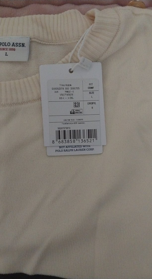 Kadın Uzun Kollu Beyaz Çizgili US Polo Assn Tişört - Görsel 4