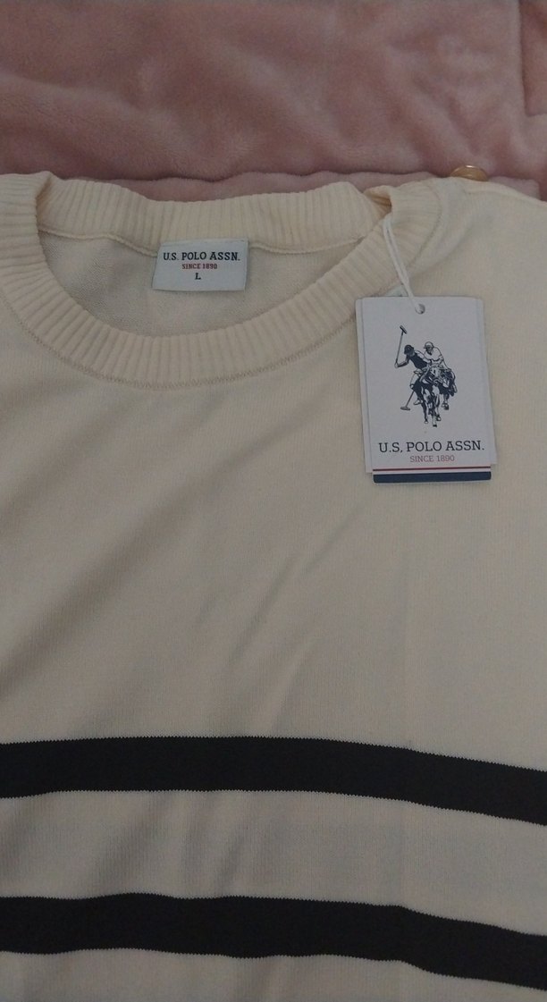 Kadın Uzun Kollu Beyaz Çizgili US Polo Assn Tişört - Görsel 2