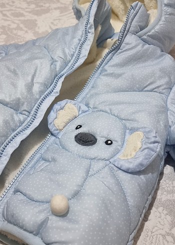 Mavi Erkek Bebek Kürklü Kış Tulumu