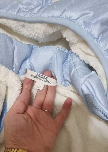 2 Yaş Beden mavi Renk Mavi Erkek Bebek Kürklü Kış Tulumu