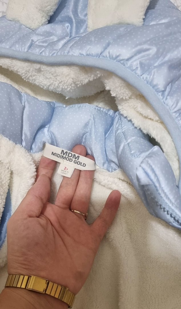 Mavi Erkek Bebek Kürklü Kış Tulumu - Görsel 4