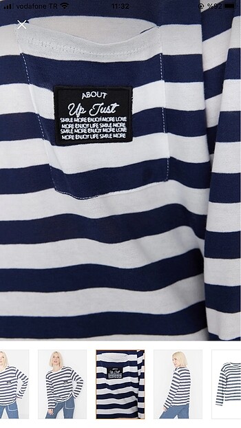 Çizgili Oversize Bluz - Görsel 2