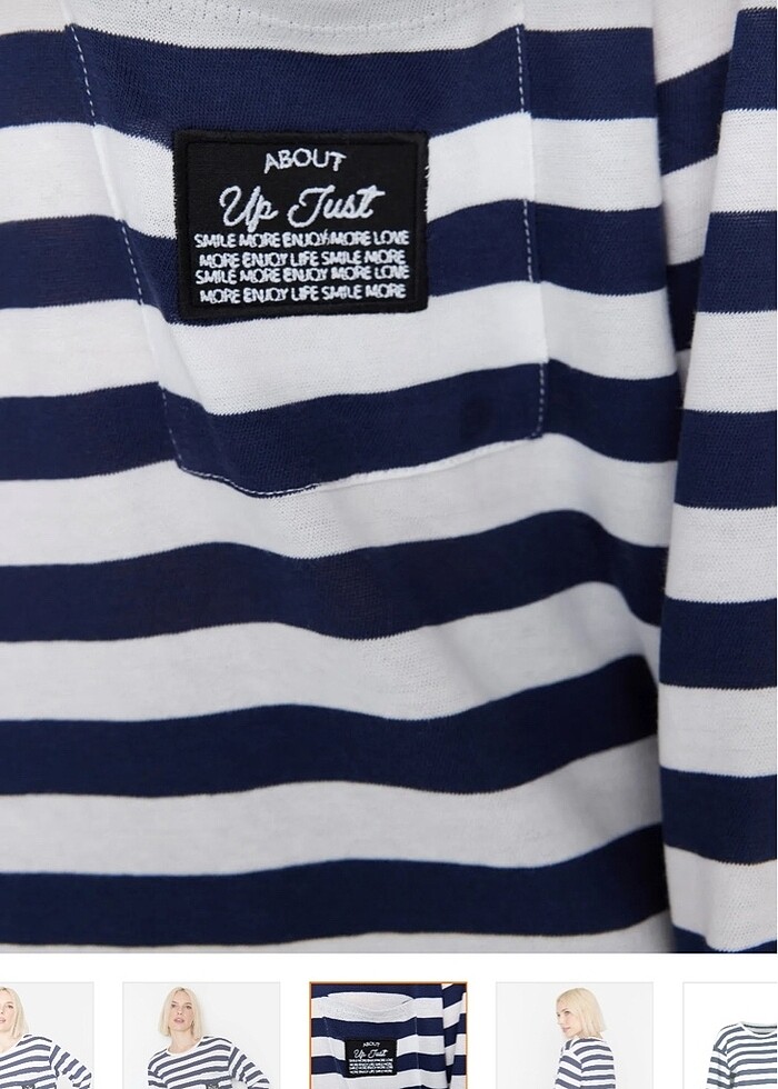 Çizgili Oversize Bluz - Görsel 2