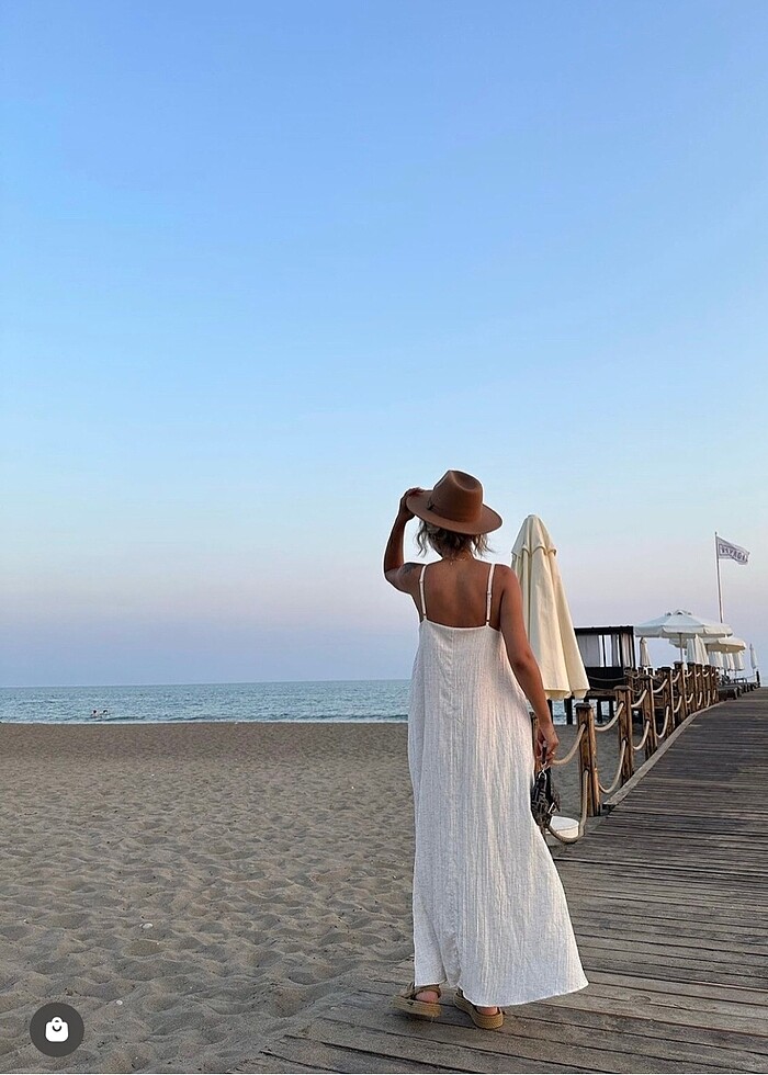 Summer Taş Askılı Gofre Elbise - Görsel 2