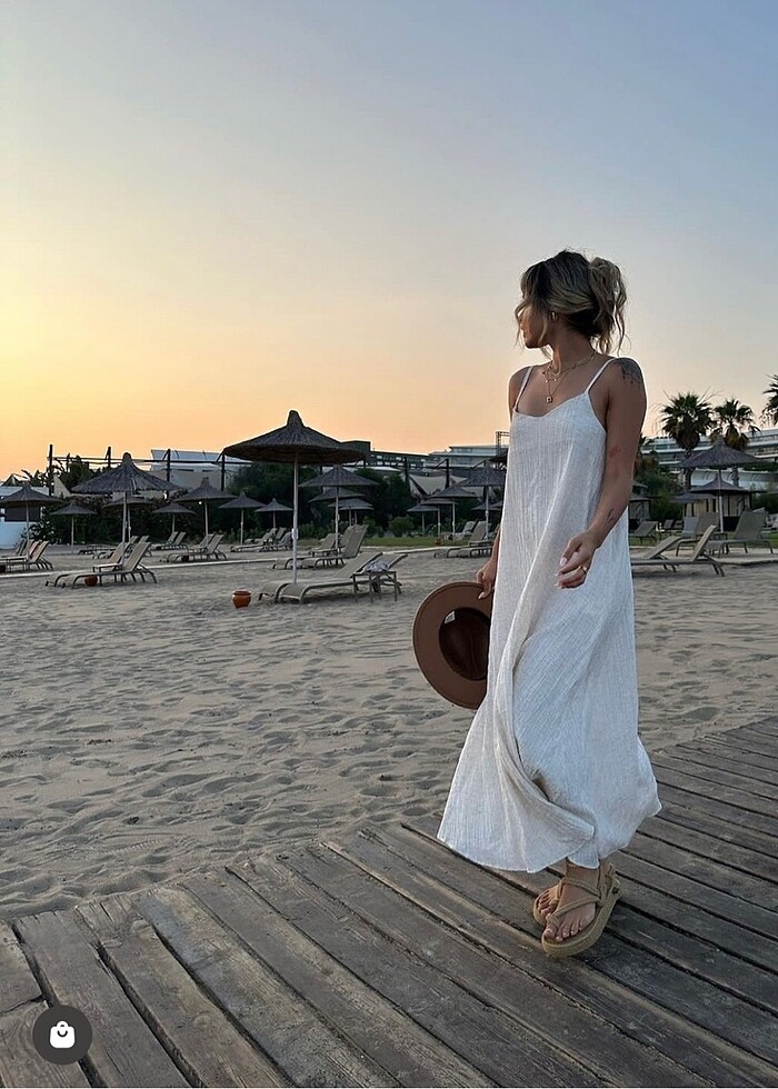 Summer Taş Askılı Gofre Elbise - Görsel 3