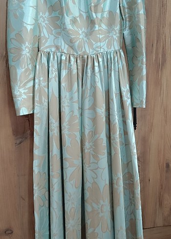 Vintage Turkuaz Uzun Kollu Kadın Elbise - Görsel 4