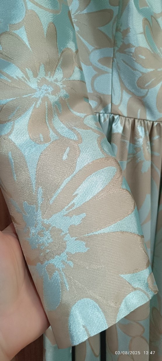 Vintage Turkuaz Uzun Kollu Kadın Elbise - Görsel 3