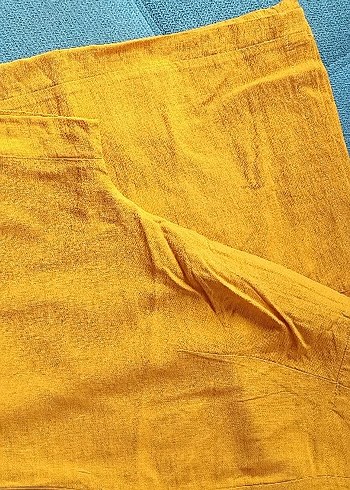 40 Beden sarı Renk Kadın Sarı Keten Pilili uzun Pantolon