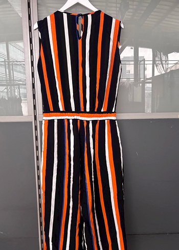 Çizgili Kemerli Kadın Uzun Tulum - Görsel 2