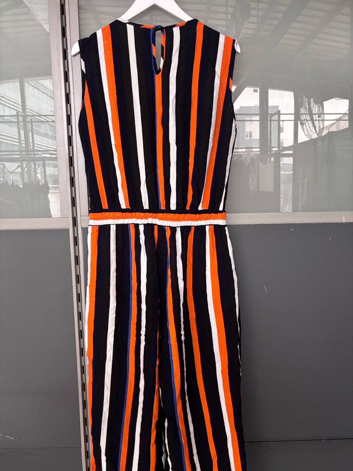 Çizgili Kemerli Kadın Uzun Tulum - Görsel 2