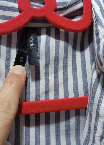 Düğmeli Gri Çizgili Uzun Kollu Kadın Gömlek - Görsel 3