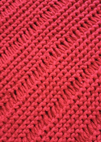 Koyu Kırmızı Örgü Kadın Şal - Görsel 2