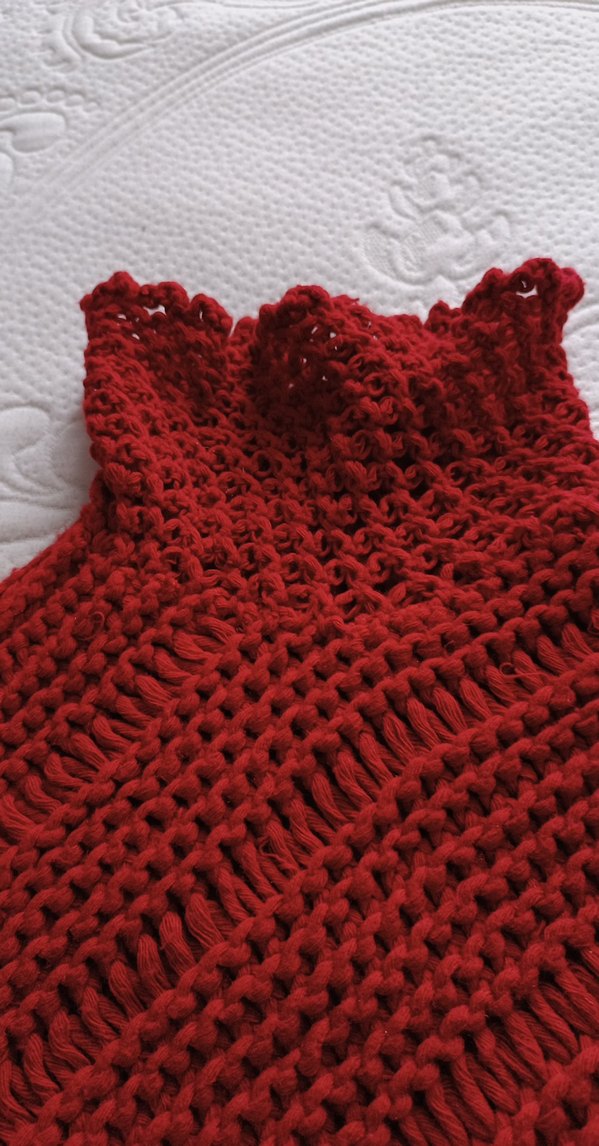 Koyu Kırmızı Örgü Kadın Şal - Görsel 3