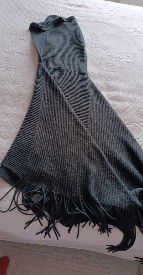 Gri Bohem Örgü Kadın Şal - Görsel 2