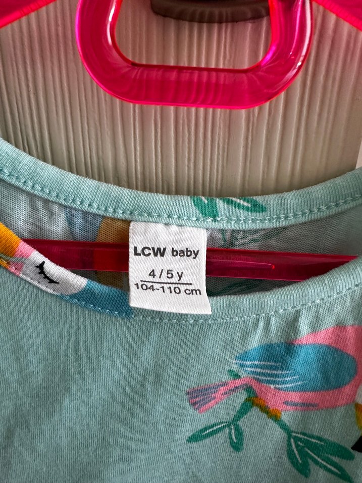 Turkuaz Baskılı Kolsuz Kız Elbisesi - Görsel 2