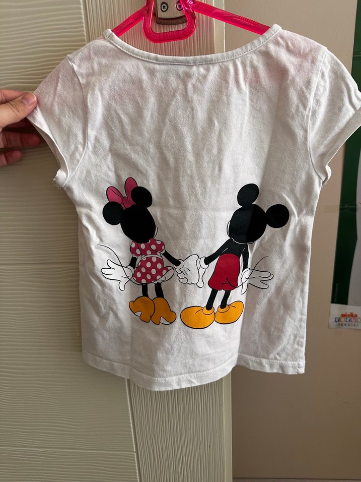 Kız Çocuk Beyaz Baskılı Kısa Kollu Tişört - Görsel 2