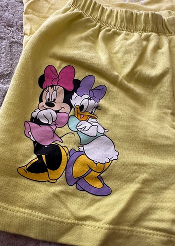 Kız Çocuk Sarı Baskılı Kısa Kollu Takım - Görsel 3