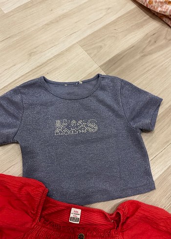 2li Nar çiçeği Düğmeli bluz ve simli Kız Çocuk bluz - Görsel 3