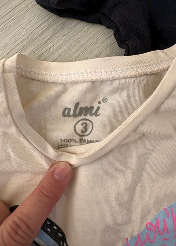 2li Kız Çocuk Mavi Baskılı Kısa Kollu Tişört - Görsel 3