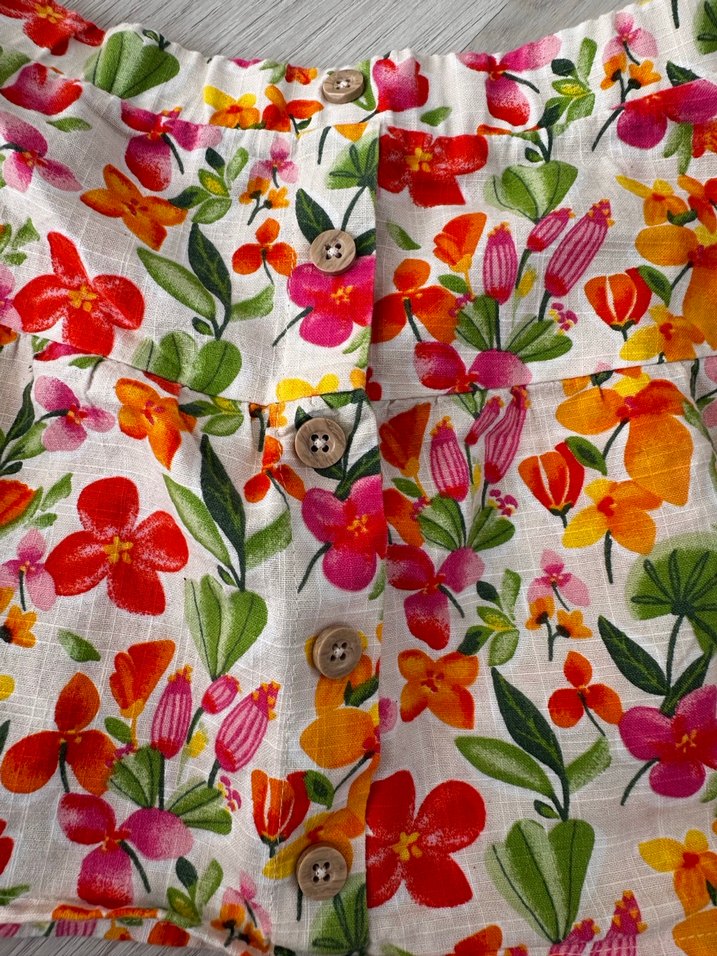 Çiçek Desenli Bohem Düğmeli Kız Eteği - Görsel 2