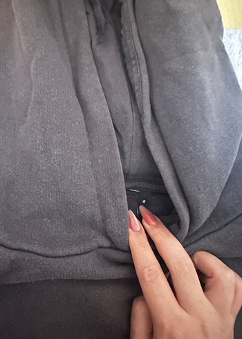 Gri Kapüşonlu Kadın Sweatshirt - Görsel 2