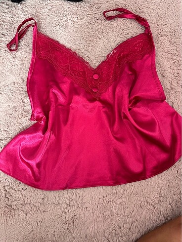 Pembe saten üst askılı - Görsel 2