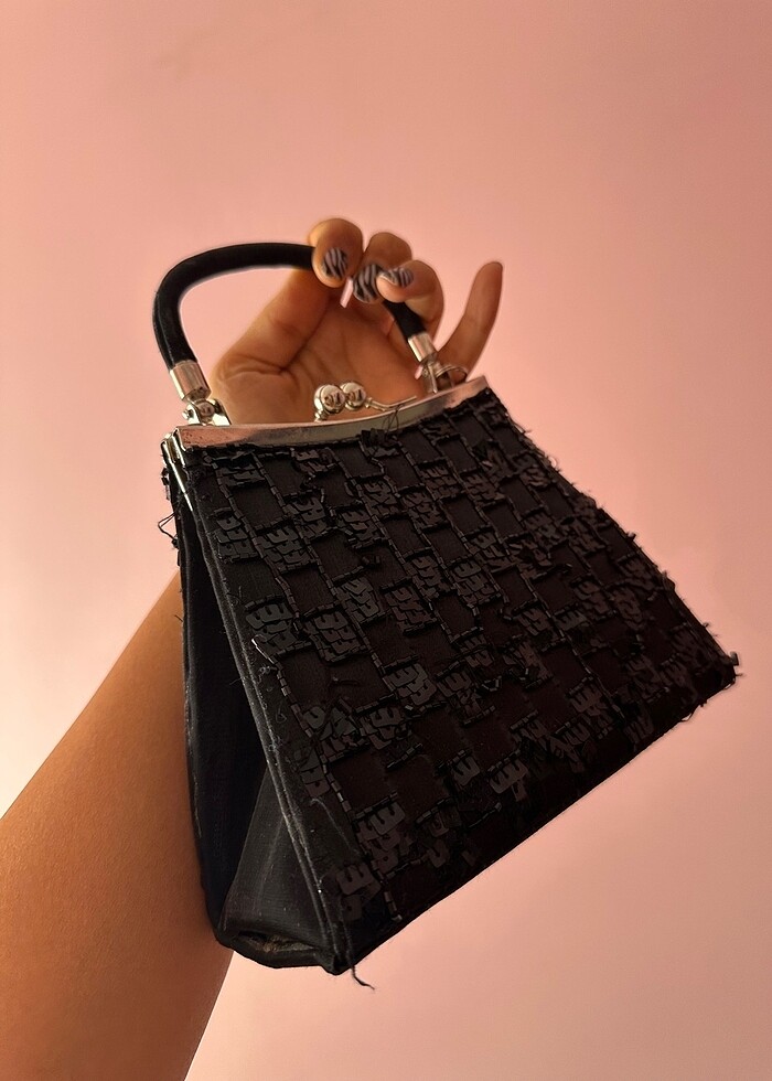 Süslü stiyah çanta - Görsel 3