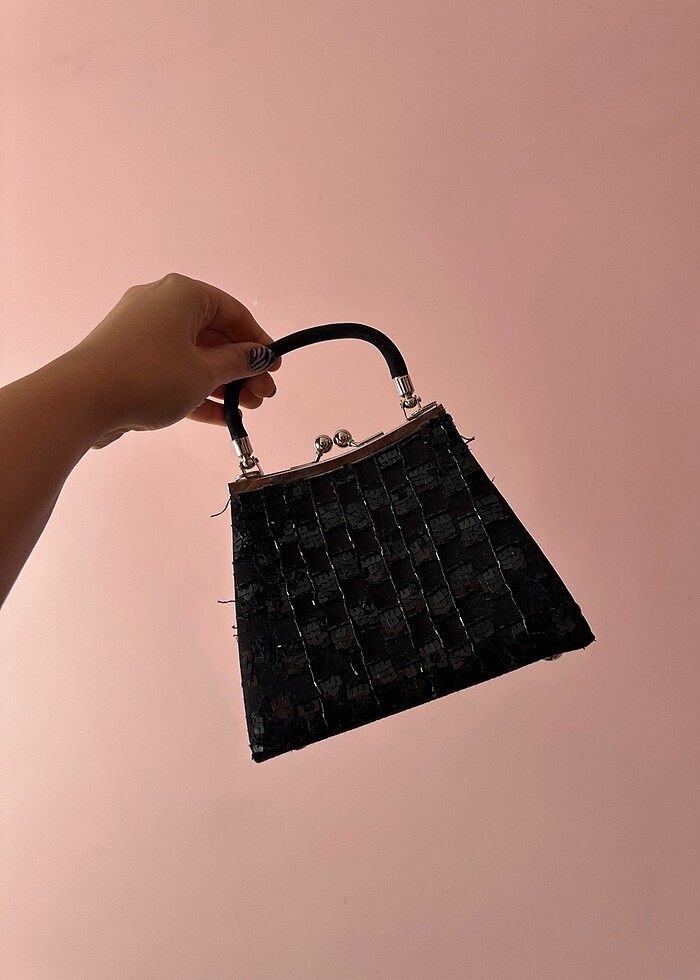 Süslü stiyah çanta - Görsel 4