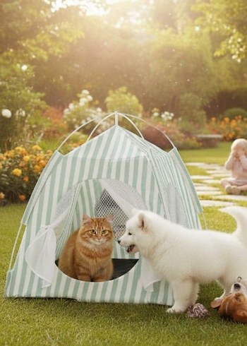 Pastel Pembe Kedi ve Köpek Evi - Görsel 3