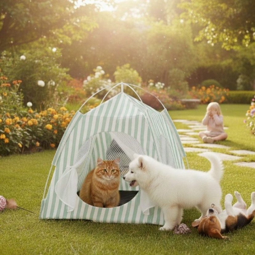 Pastel Pembe Kedi ve Köpek Evi - Görsel 3