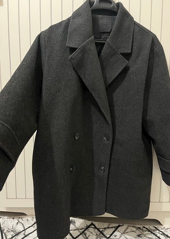 Antrasit Çift Düğmeli Kaban - Görsel 3