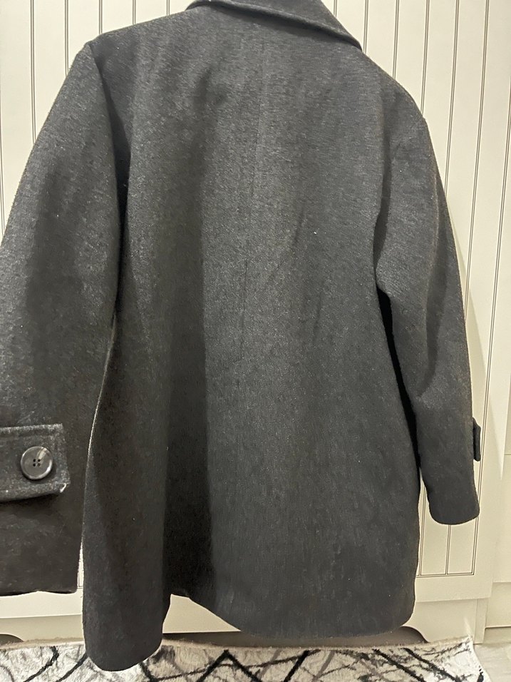 Antrasit Çift Düğmeli Kaban - Görsel 4