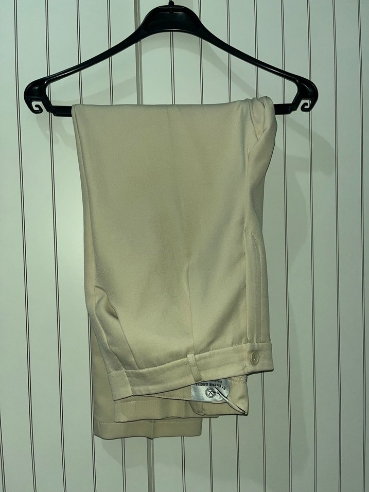 Bej Düğmeli Kadın Blazer Ceket ve pantolon takım - Görsel 3