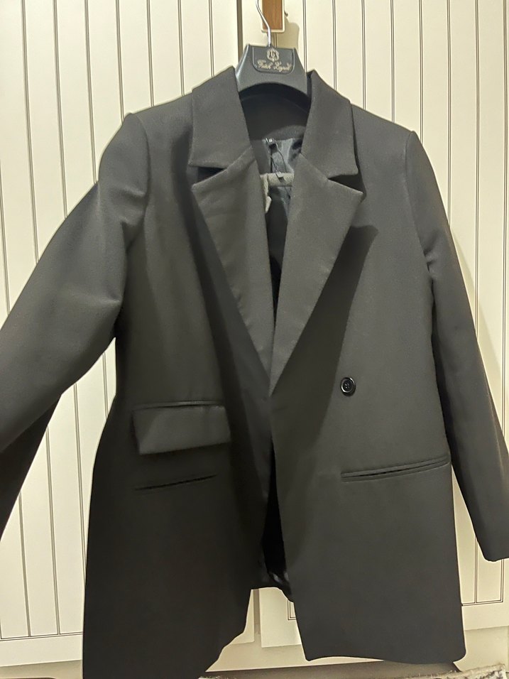 Düğmeli Siyah Kadın Blazer Ceket - Görsel 3