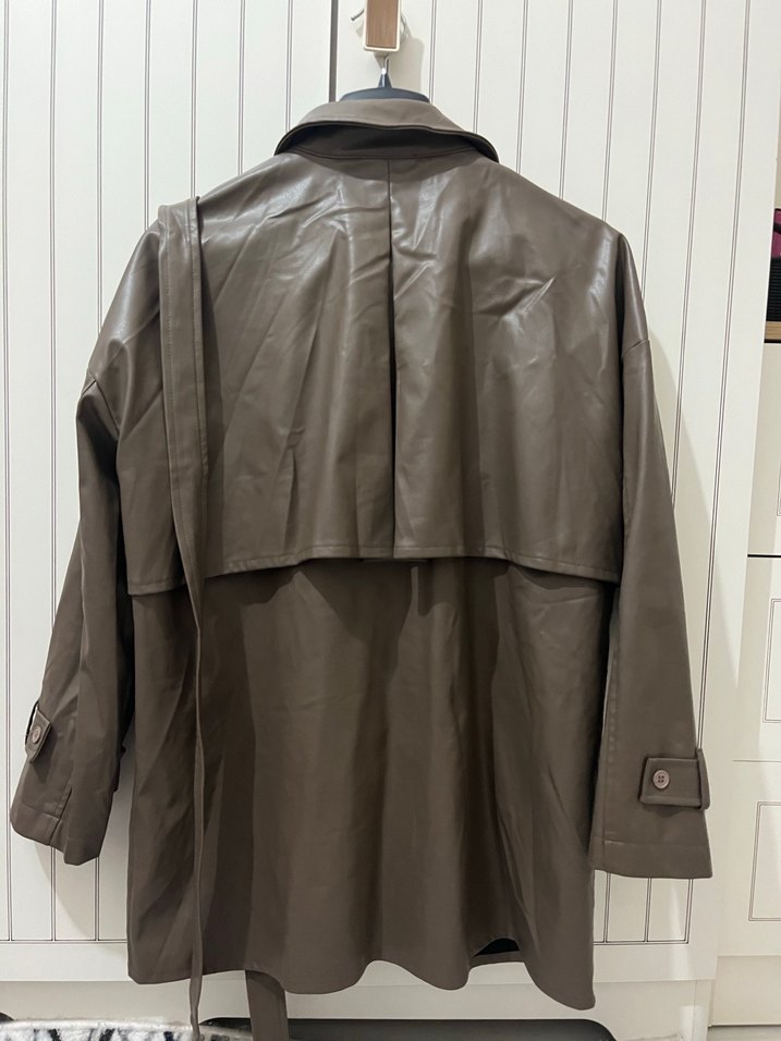 Kemerli Yeşil Deri Kadın Gömlek - Görsel 5