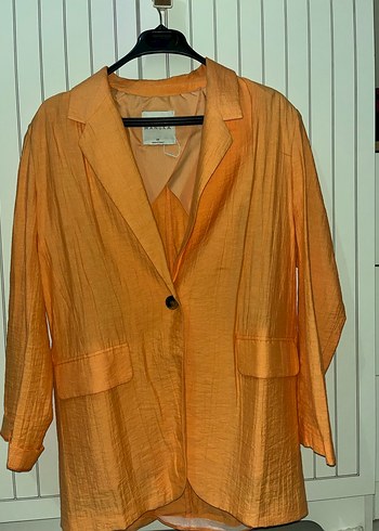 Turuncu Kadın Keten Ceket - Görsel 2