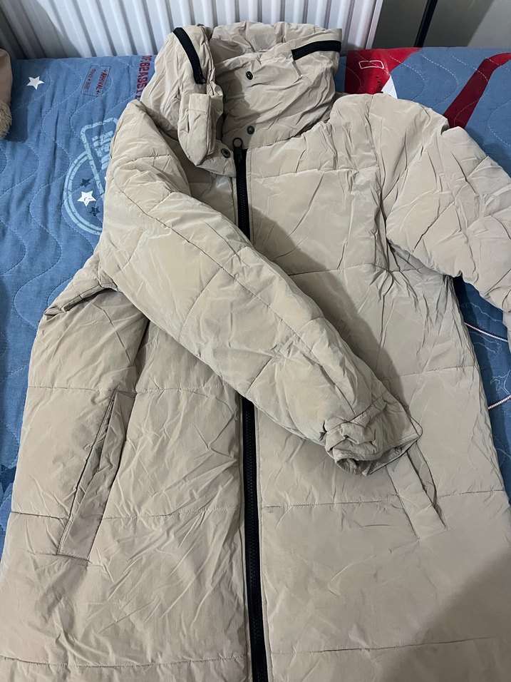 Gri Kadın Midi Boy Kışlık Mont - Görsel 2