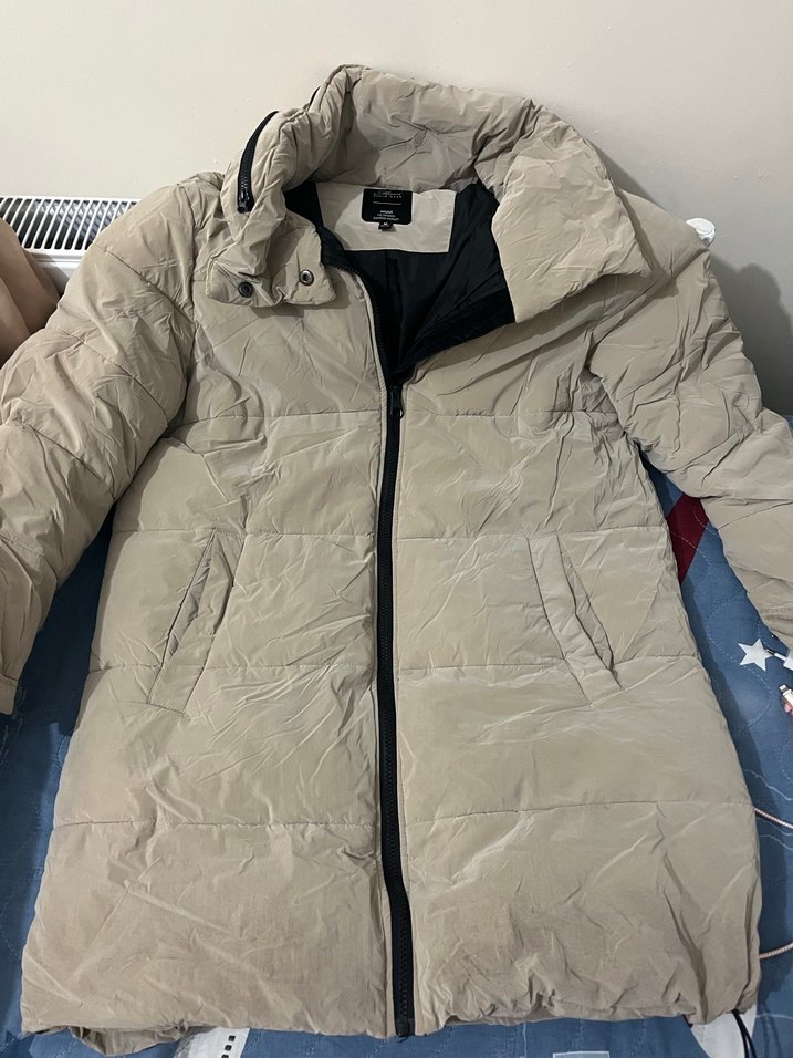 Gri Kadın Midi Boy Kışlık Mont - Görsel 3