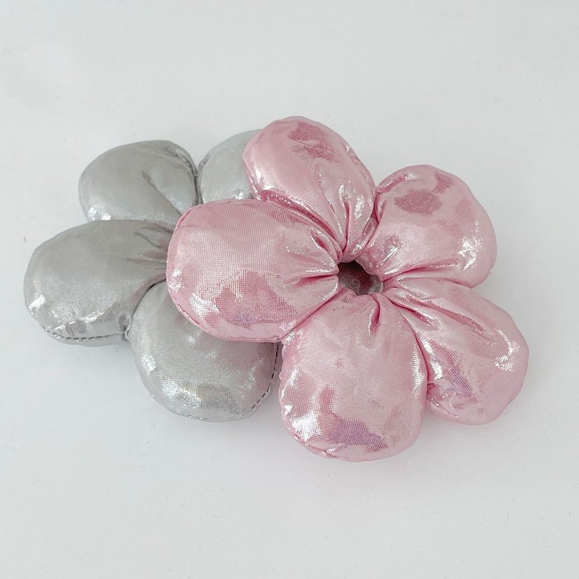 Pembe ve Gri Saten Elastik Toka Seti - Görsel 4