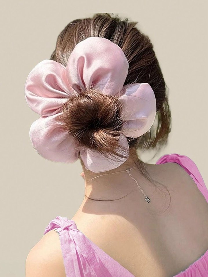 Pembe ve Gri Saten Elastik Toka Seti - Görsel 2