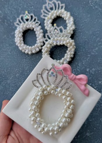 İnci Boncuklu Taçlı Beyaz Saç Aksesuarı - Görsel 4