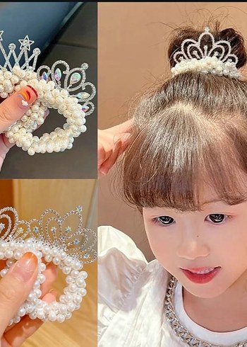 İnci Boncuklu Taçlı Beyaz Saç Aksesuarı - Görsel 2