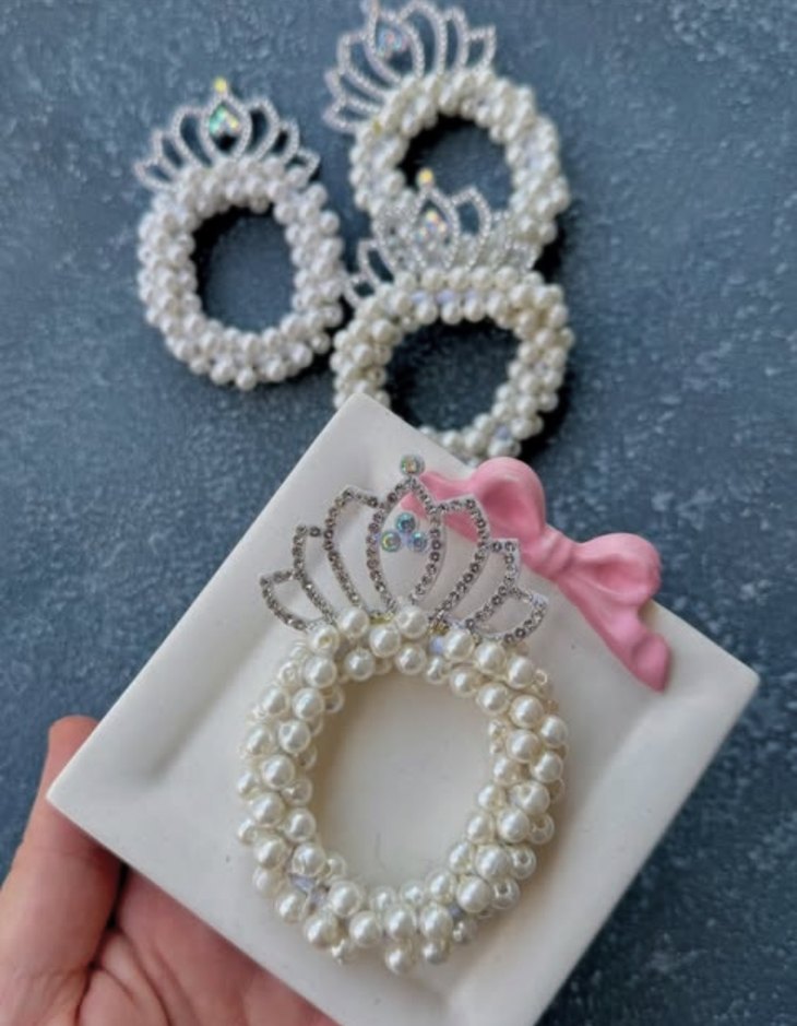 İnci Boncuklu Taçlı Beyaz Saç Aksesuarı - Görsel 4