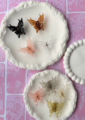 Renkli Dantel Detaylı Kelebek Toka Seti 4lü - Görsel 6