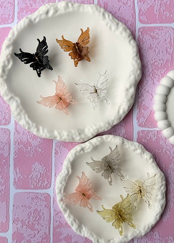 Renkli Dantel Detaylı Kelebek Toka Seti 4lü - Görsel 5